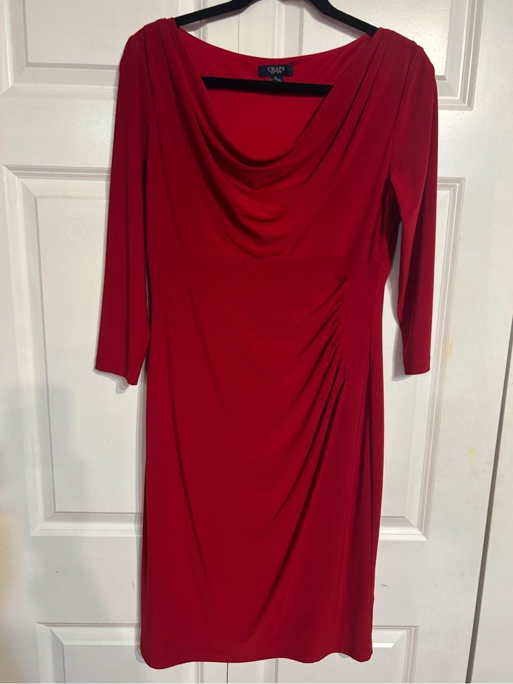 Chaps Red Cowl Neck Midi Dress
